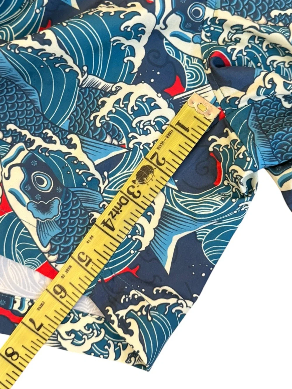 WESC Austin Koi Fish Print Unisex Pull-On Woven Shorts Teal Blue Mens M Womens L